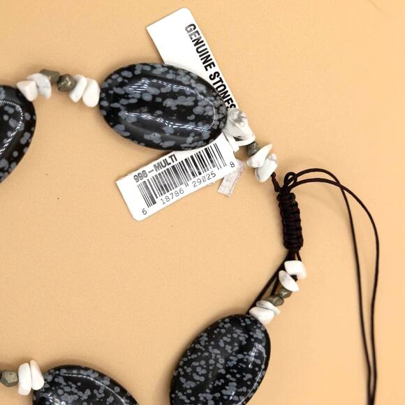 Adjustable Gray Black White Stone Chunky Necklace - Picture 6 of 9